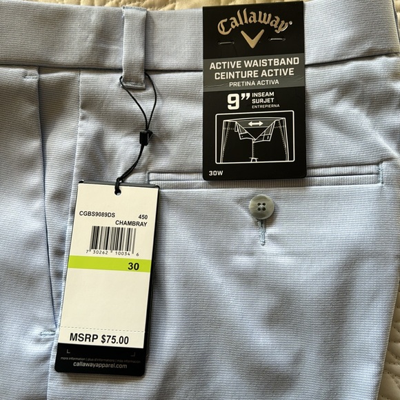 Callaway Men’s Shorts Active Waistband 9” Inseam 30W - Picture 2 of 5